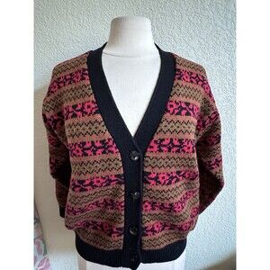 Vtg Women’s Cardigan Sweater Fair Isle Button Up Grandmacore Holiday